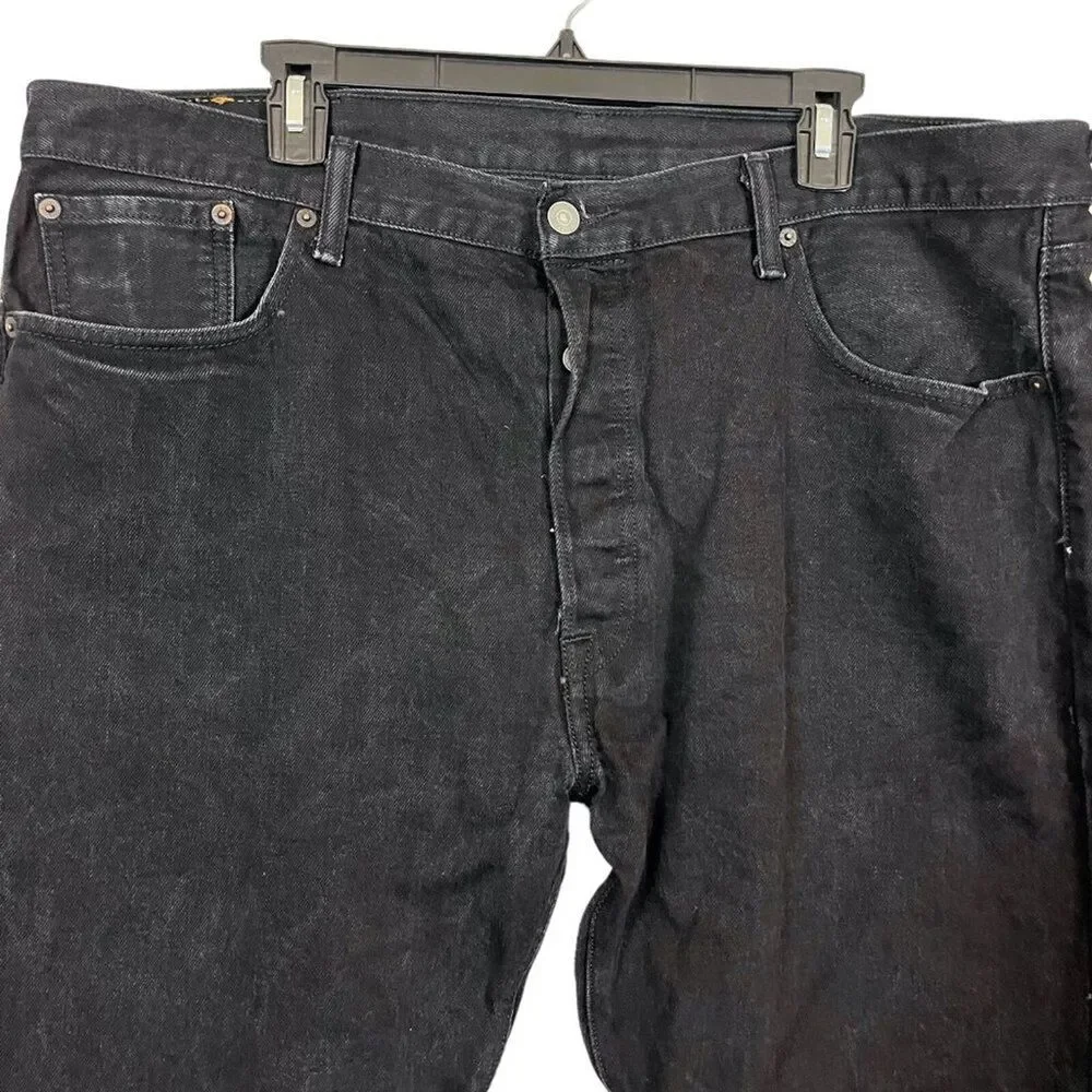 Levis Levi Strauss 501 Mens Black Button Fly Red Tab Straight Leg Jeans 40 x 30